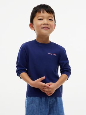 white 2er-pack langarmshirts mit logo für gender-inclusive kinder - tommy hilfiger