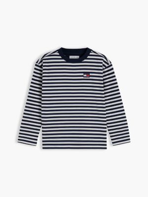 blau essential langarmshirt mit logo für gender-inclusive kinder - tommy hilfiger