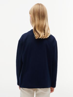 blau essential langarmshirt mit logo für gender-inclusive kinder - tommy hilfiger