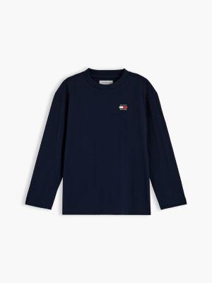 blau essential langarmshirt mit logo für gender-inclusive kinder - tommy hilfiger