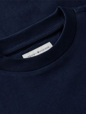 blau essential langarmshirt mit logo für gender-inclusive kinder - tommy hilfiger