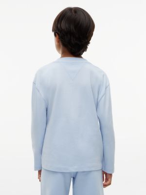 blau essential langarmshirt mit logo für gender-inclusive kinder - tommy hilfiger