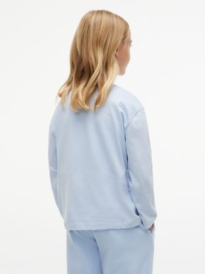 blau essential langarmshirt mit logo für gender-inclusive kinder - tommy hilfiger