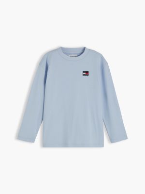 blau essential langarmshirt mit logo für gender-inclusive kinder - tommy hilfiger