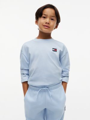 blue essential logo long sleeve t-shirt for kids gender inclusive tommy hilfiger