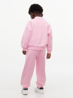 pink essential sweatshirt and joggers set for kids gender inclusive tommy hilfiger