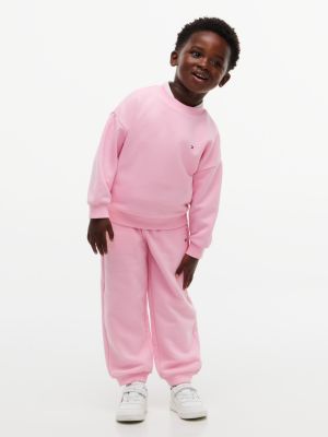 pink komplet essential: bluza i joggery dla dla dzieci i dla każdej płci - tommy hilfiger