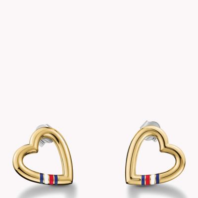 tommy hilfiger heart logo earrings