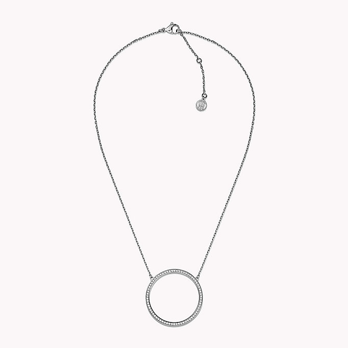 silver open circle necklace for women tommy hilfiger