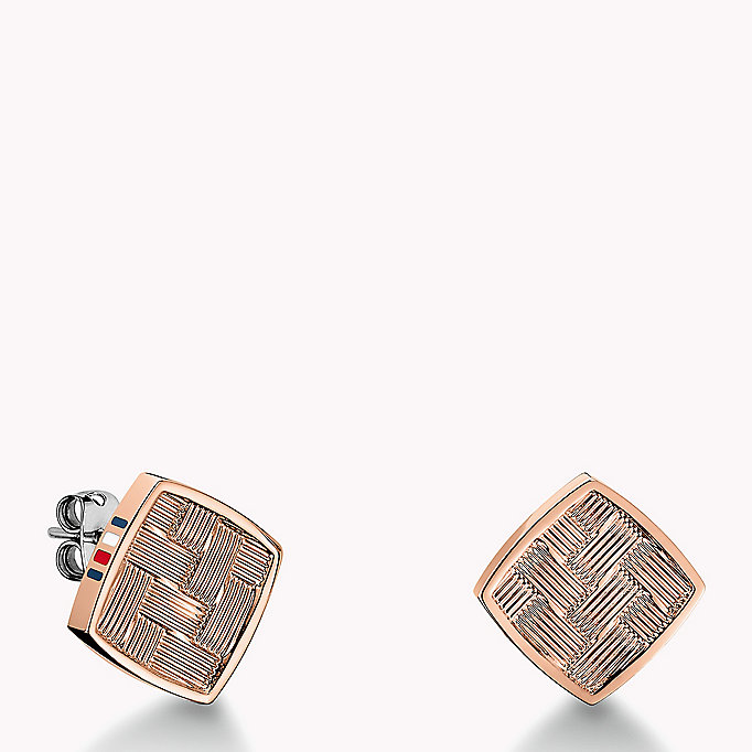 pink rose gold-plated stud earrings for women tommy hilfiger