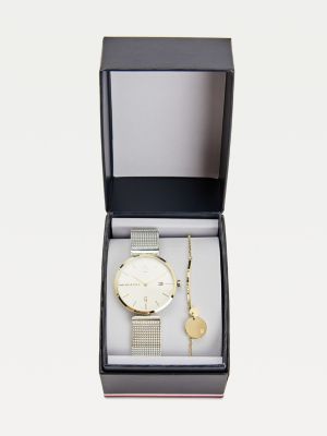 Geschenkset Mit Vergoldeter Uhr Und Armband Silver Tommy Hilfiger
