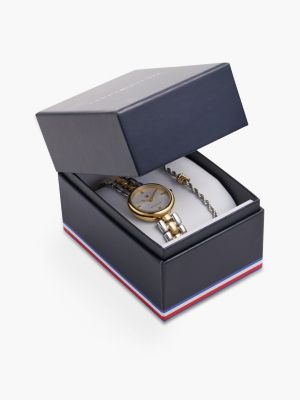 multi two-tone stainless steel watch and bracelet gift set for women tommy hilfiger