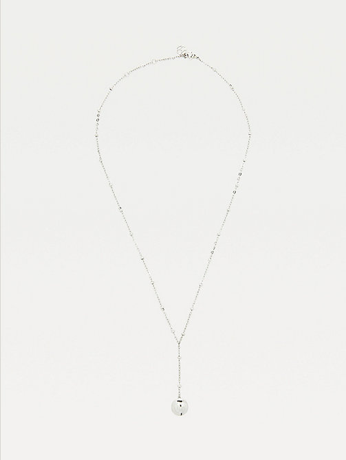silver silver-tone drop bead necklace for women tommy hilfiger