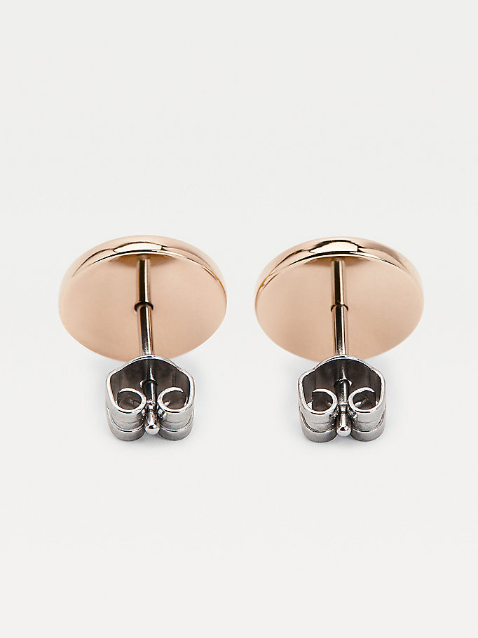 Carnation Gold-Plated Monogram Stud Earrings | PINK | Tommy Hilfiger