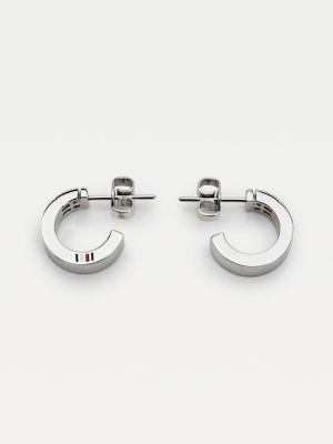 Stainless Steel Monogram Hoop Earrings 