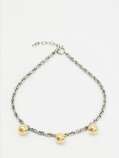 silver orb chain link two-tone necklace for women tommy hilfiger