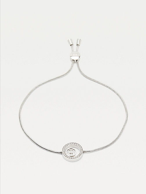 silver circle edelstahl-armband mit monogramm für damen - tommy hilfiger