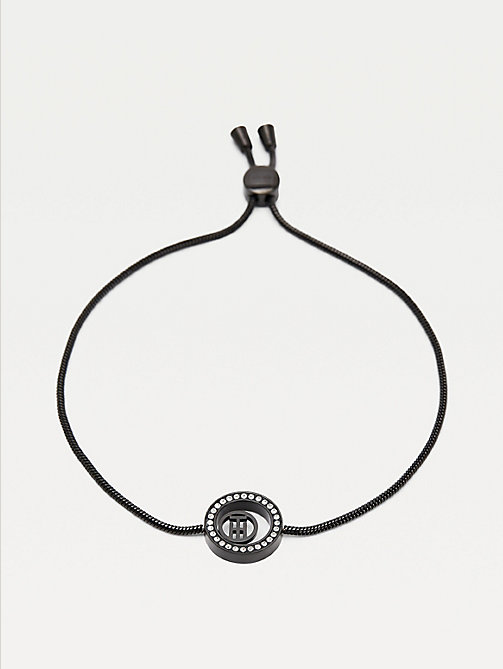 schwarz ionenplattiertes circle armband mit monogramm für damen - tommy hilfiger