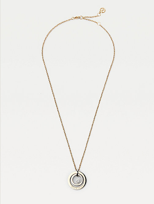 silver dreifarbige rosévergoldete loop-halskette für damen - tommy hilfiger