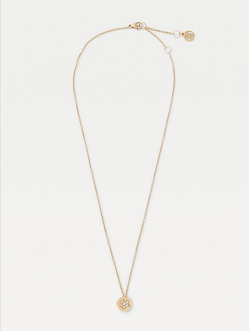 gold gold-tone and crystal necklace for women tommy hilfiger