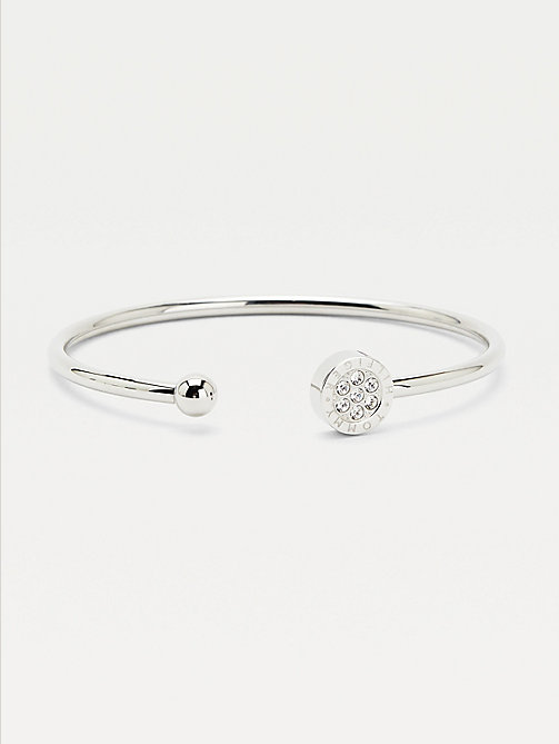 silver stainless steel and crystal bangle for women tommy hilfiger