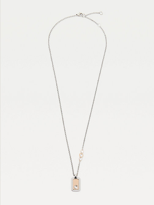 silver carnation gold-tone layered necklace for women tommy hilfiger
