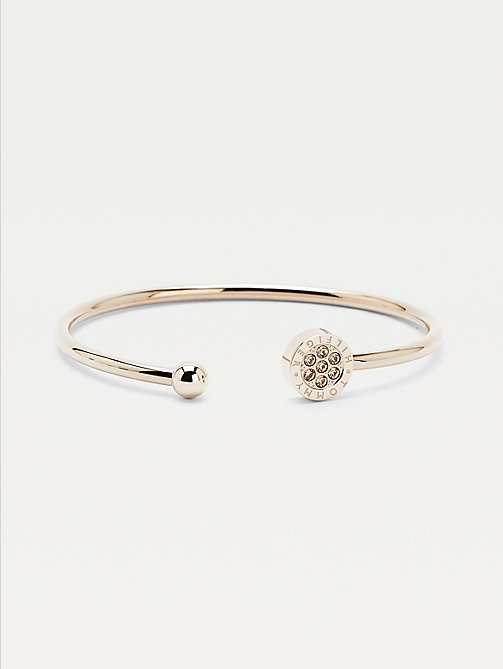 pink carnation gold-tone and crystal bangle for women tommy hilfiger
