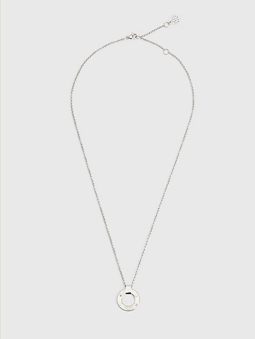 silver circular pendant necklace for women tommy hilfiger