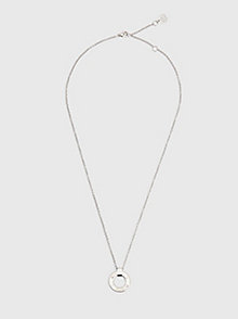 silver circular pendant necklace for women tommy hilfiger