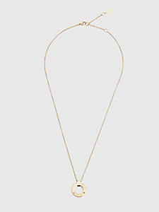 gold gold-tone circular pendant necklace for women tommy hilfiger