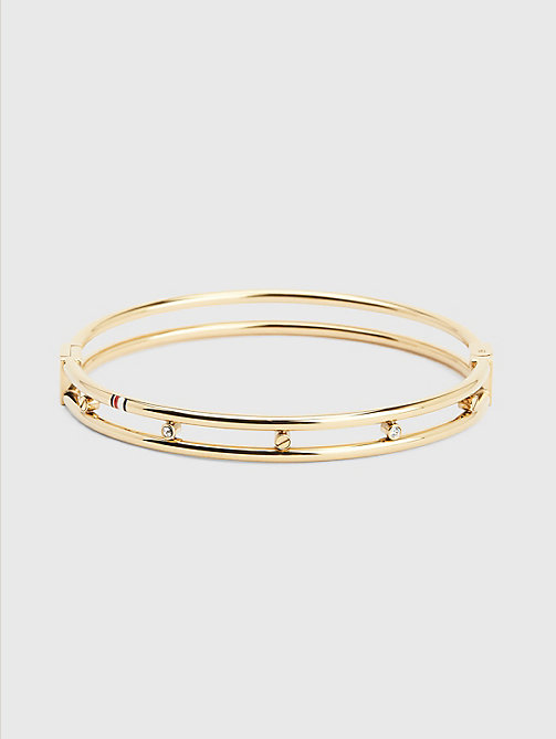 bracelet jonc doré serti de cristal or pour femmes tommy hilfiger
