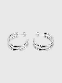 silver crystal hoop earrings for women tommy hilfiger