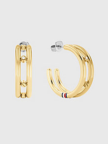 gold gold-tone crystal hoop earrings for women tommy hilfiger