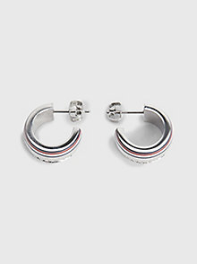 silver crystal-embellished hoop earrings for women tommy hilfiger