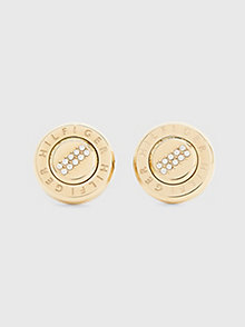 gold gold-tone engraved stud earrings for women tommy hilfiger