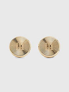 gold gold-tone monogram stud earrings for women tommy hilfiger