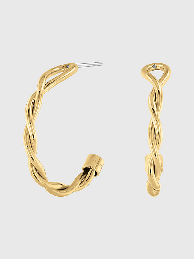 gold gold-plated twist hoop earrings for women tommy hilfiger
