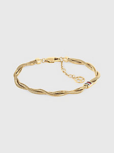 bracelet plaqué or à maille serpent or pour femmes tommy hilfiger