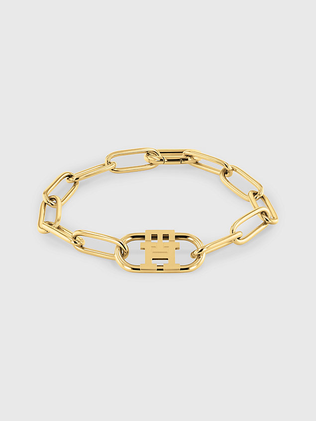 bracelet à maillons plaqué or gold pour femmes tommy hilfiger