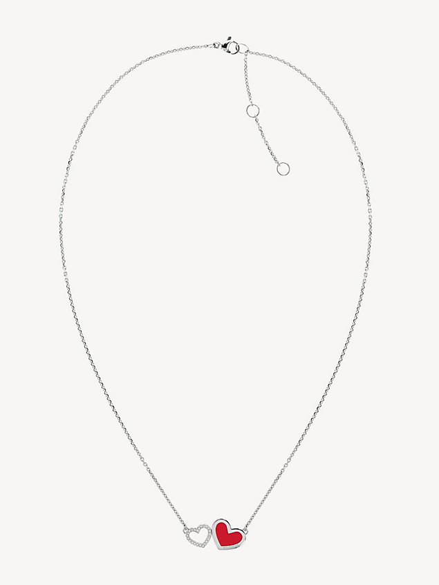 silver naszyjnik z emaliowanym sercem dla kobiety - tommy hilfiger
