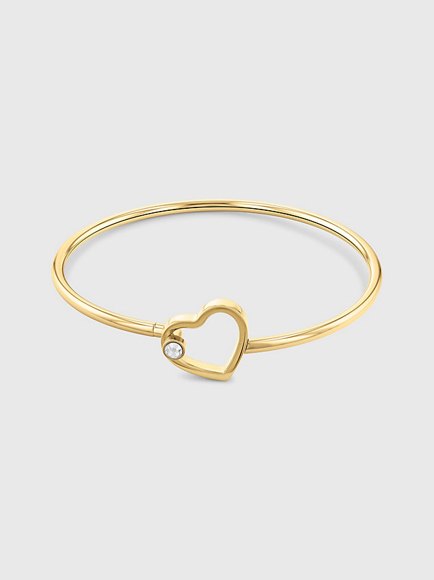 gold gold-plated heart and crystal bangle for women tommy hilfiger