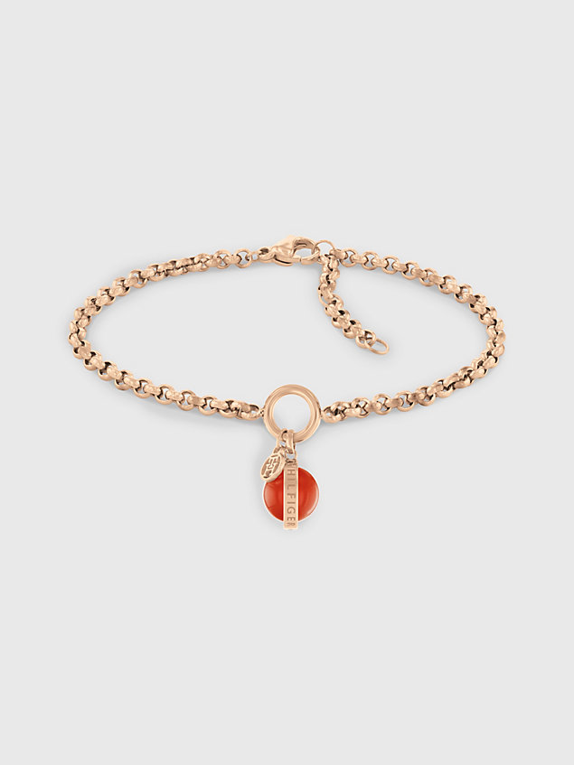 bracelet chaîne à perle en cornaline red pour femmes tommy hilfiger