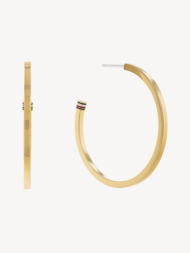 gold gold-plated signature hoop earrings for women tommy hilfiger