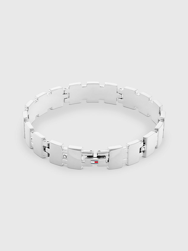 silver bransoletka z ogniw zegarkowych z kryształkami dla kobiety - tommy hilfiger