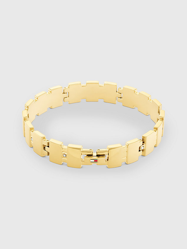 gold bransoletka z ogniw zegarkowych z kryształkami dla kobiety - tommy hilfiger
