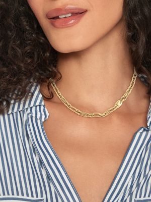 collier plaqué or à maillons contrastés or pour femmes tommy hilfiger