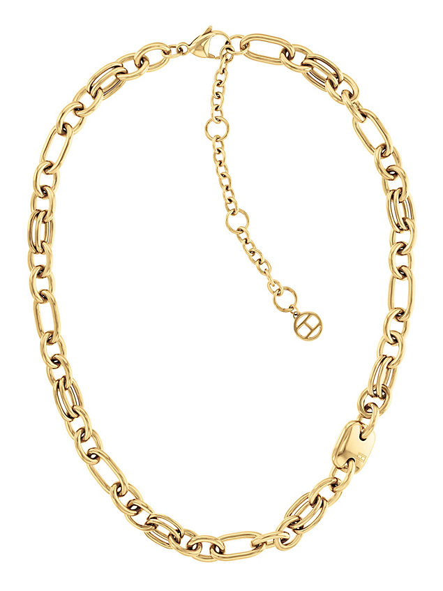 gold gold-plated contrast chain-link necklace for women tommy hilfiger