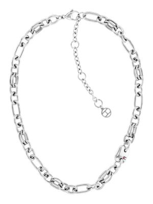 Hilfiger | Edelstahl Halskette mit Tommy | Kontrast-Gliedern aus Silver