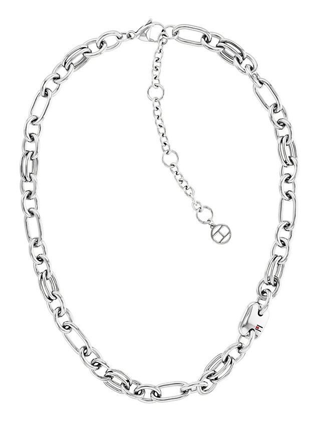 silver stainless steel contrast chain-link necklace for women tommy hilfiger