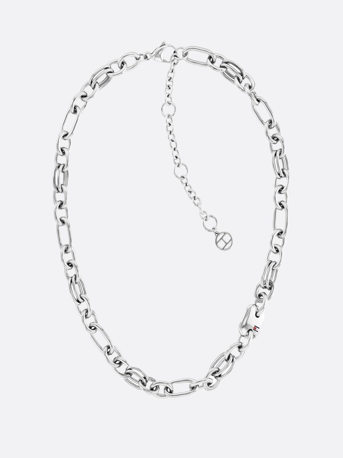 Stainless Steel Contrast Chain-Link Necklace — Silver